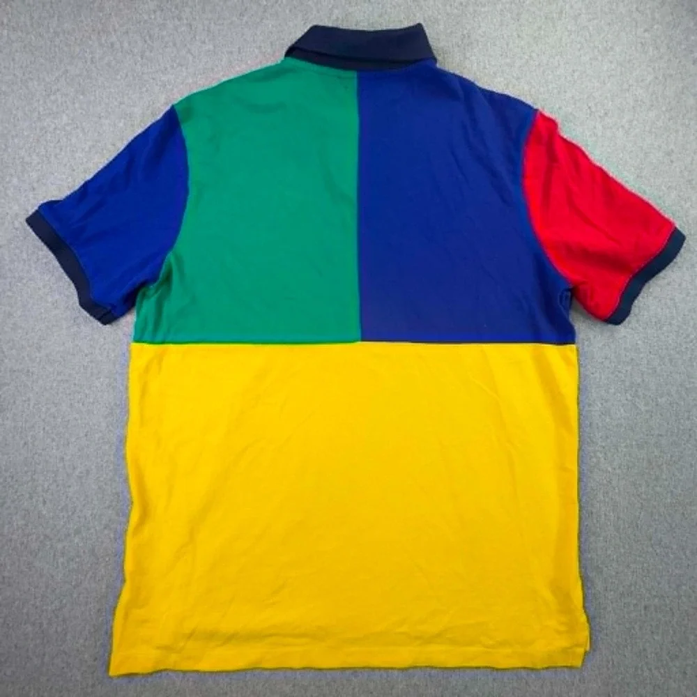 Polo Ralph Lauren Polo Shirt Mens Large Multi Color Block Big Pony Classic Fit